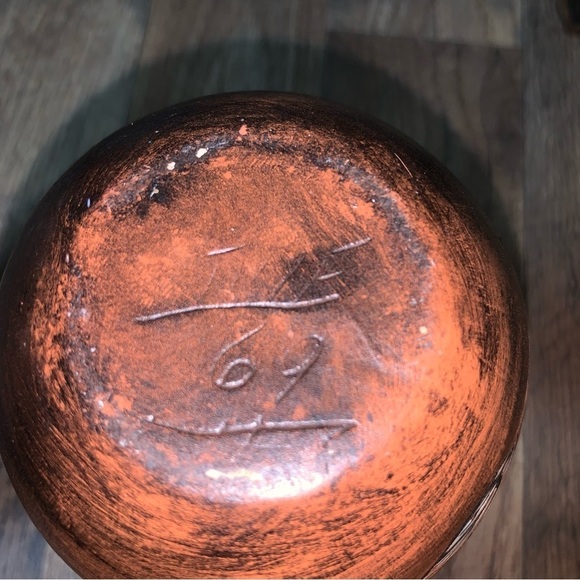 Made in 1969 Handmade Vintage Pottery Vase Glazed Brown Floral - Picture 6 of 10